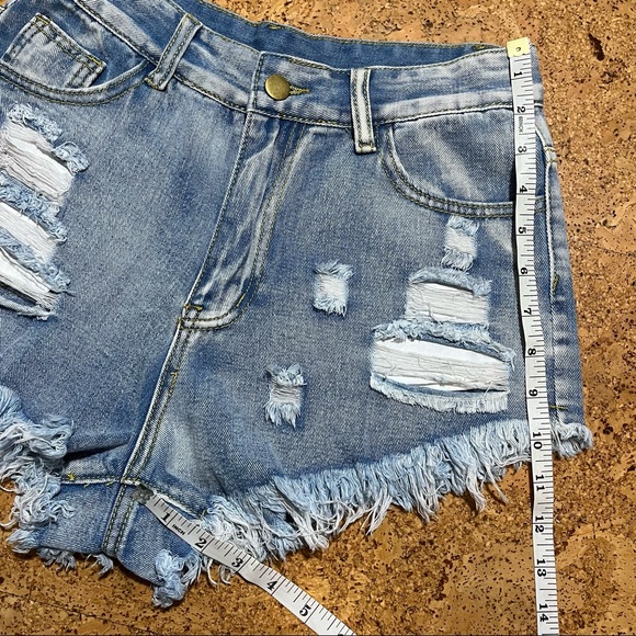Shein Distressed High Rise Cutoff Jean Shorts Sz S - Picture 6 of 9